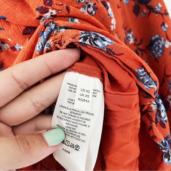 NWOT Free People New Final Rose Long Sleeve Blouse - Rust Combo XS - Picture 11 of 12